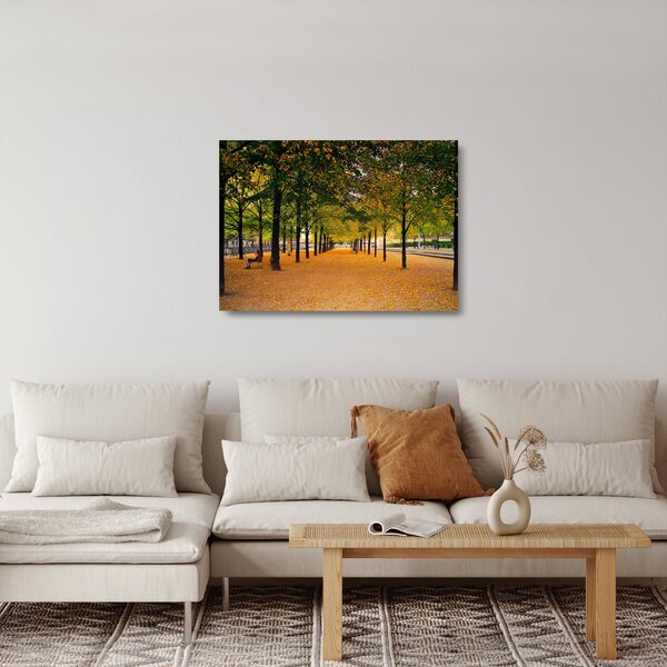 Staklena slika aleje jesenskih stabala (70x50 cm)