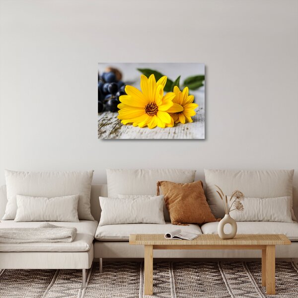 Staklena slika žutog cvijeća (70x50 cm)