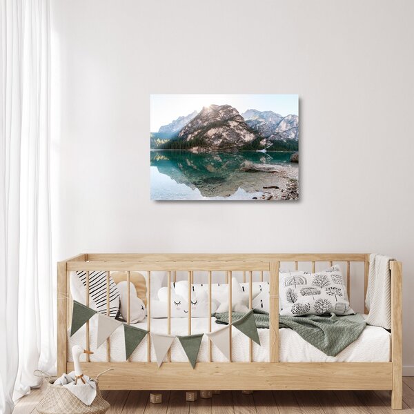 Staklena slika planinskog jezera (70x50 cm)