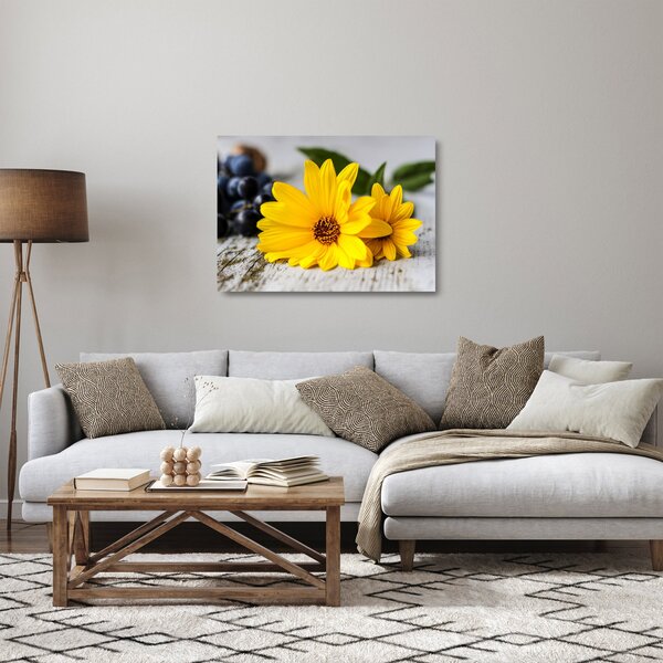 Staklena slika žutog cvijeta (70x50 cm)