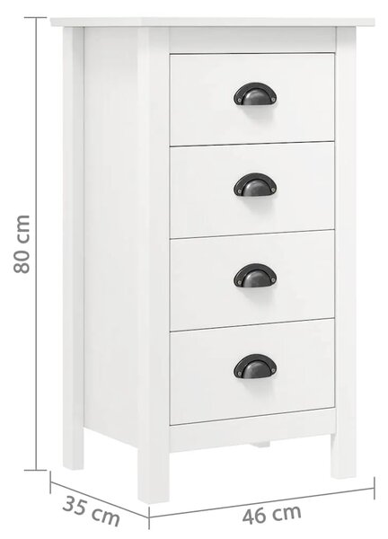 Komoda Hill bijela 46 x 35 x 80 cm od masivne borovine - Bijela 46 x 35 x 80 cm 1 Bijela
