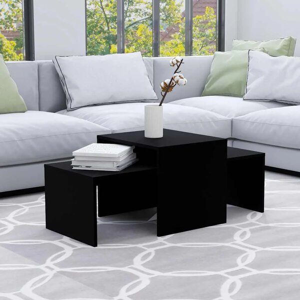 Set stolića za kavu crni 100 x 48 x 40 cm konstruirano drvo - Crna 1 Crna