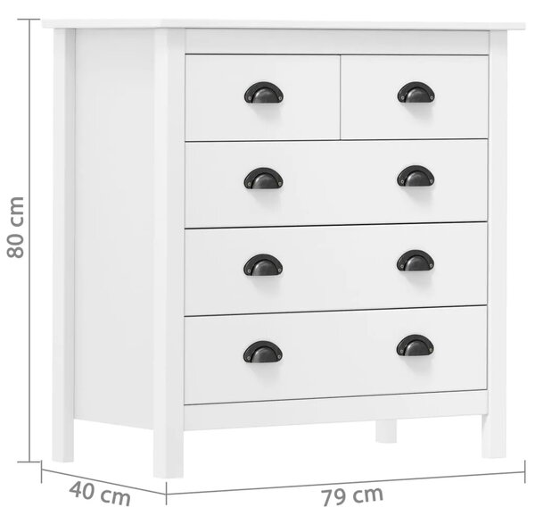 Komoda Hill bijela 79 x 40 x 80 cm od masivne borovine - Bijela 79 x 40 x 80 cm 1 Bijela