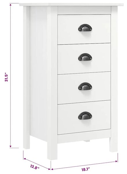 Komoda Hill bijela 46 x 35 x 80 cm od masivne borovine - Bijela 46 x 35 x 80 cm 1 Bijela
