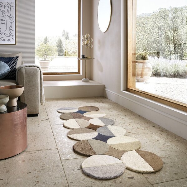 Sivo-bež ručno rađena vunena staza 80x230 cm Mia Ellipse – Flair Rugs