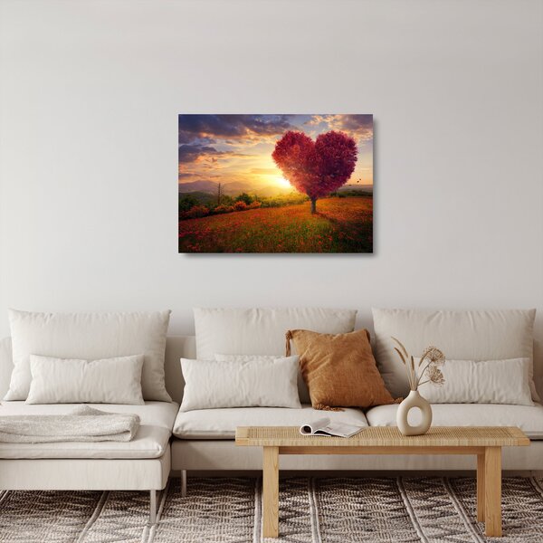 Staklena slika stabla u obliku srca (70x50 cm)