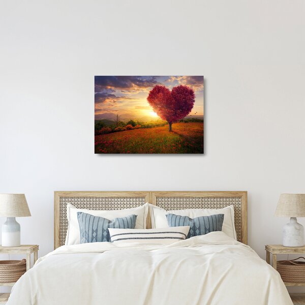 Staklena slika stabla u obliku srca (70x50 cm)