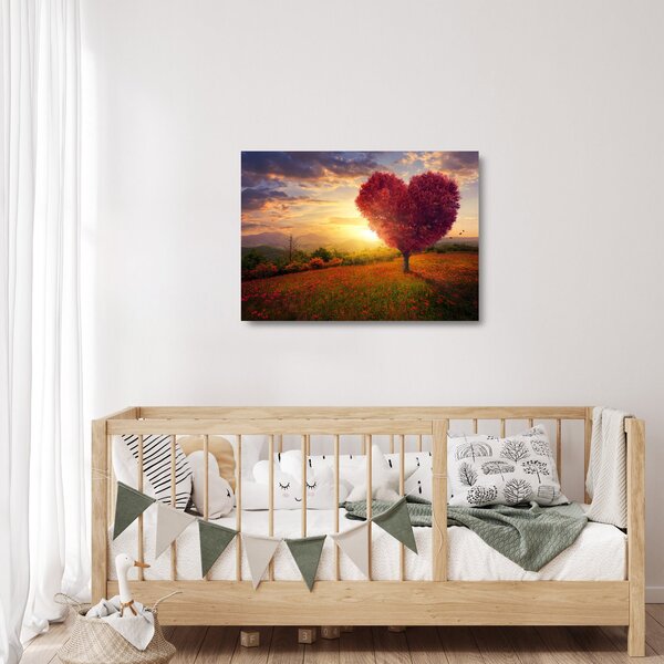 Staklena slika stabla u obliku srca (70x50 cm)