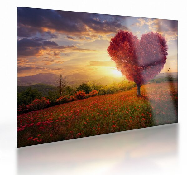 Staklena slika stabla u obliku srca (70x50 cm)