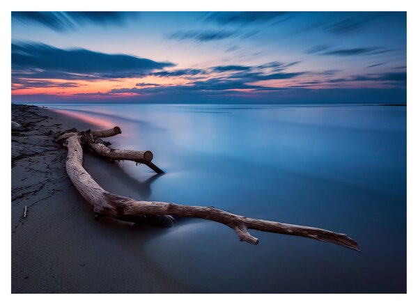 Staklena slika plaže pri zalasku sunca (70x50 cm)