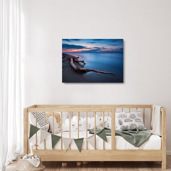 Staklena slika plaže pri zalasku sunca (70x50 cm)