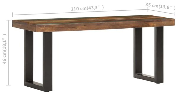 Klupa od masivnog obnovljenog drva i čelika 110 cm - 110 cm s 2 noge masivno obnovljeno drvo s 2 noge