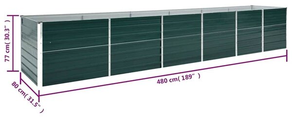 Povišena gredica - Vrtna gredica od pocinčanog čelika 480x80x77 cm zelena - Zelena 480 x 80 x 77 cm 1