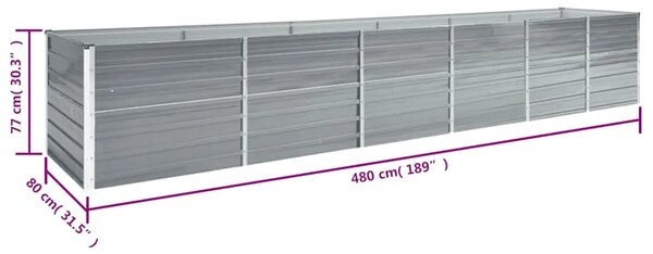 Povišena gredica - Vrtna gredica od pocinčanog čelika 480x80x77 cm siva - Siva 480 x 80 x 77 cm 1 480 x 80 x 77 cm
