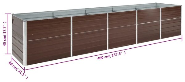 Povišena gredica - Vrtna gredica od pocinčanog čelika 400x80x45 cm smeđa - Smeđa 400 x 80 x 45 cm 1 400 x 80 x 45 cm