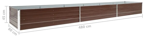 Povišena gredica - Vrtna gredica od pocinčanog čelika 480x80x45 cm smeđa - Smeđa 480 x 80 x 45 cm 1 480 x 80 x 45 cm