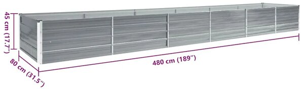 Povišena gredica - Vrtna gredica od pocinčanog čelika 480x80x45 cm siva - Siva 480 x 80 x 45 cm 1 480 x 80 x 45 cm