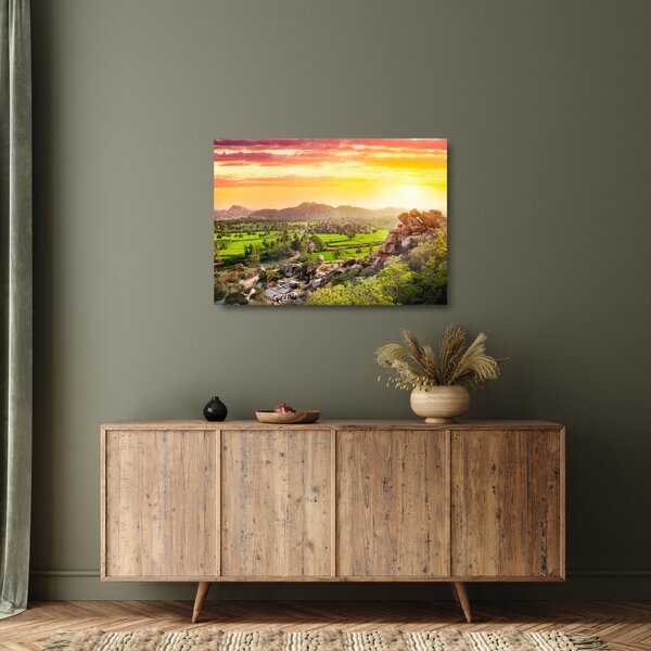 Staklena slika doline Hampi u Indiji (70x50 cm)