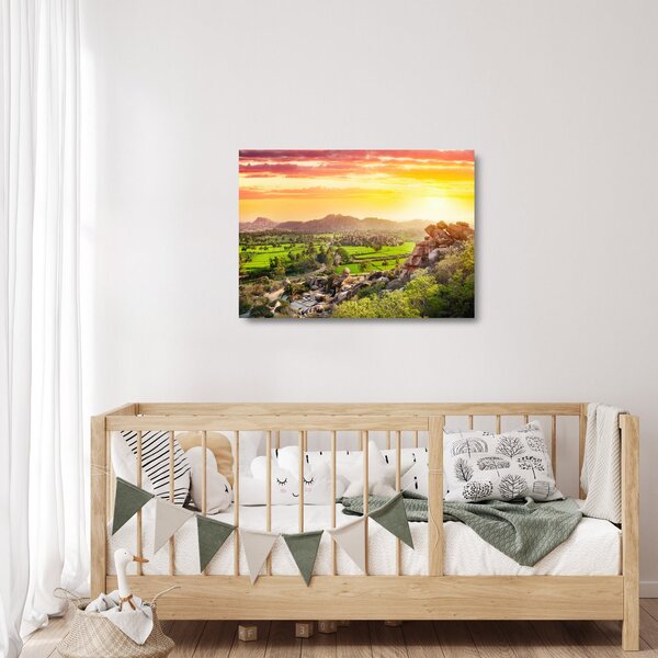 Staklena slika doline Hampi u Indiji (70x50 cm)