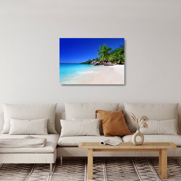Staklena slika plaže na otoku Praslin (70x50 cm)