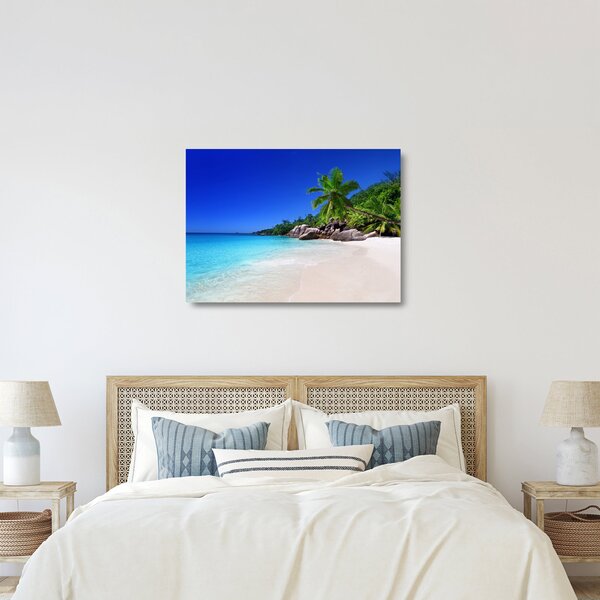 Staklena slika plaže na otoku Praslin (70x50 cm)