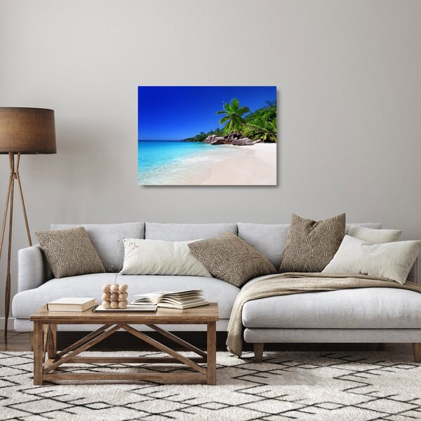 Staklena slika plaže na otoku Praslin (70x50 cm)