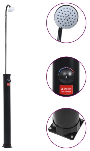 Vrtni solarni tuš crni 215 cm 8 L