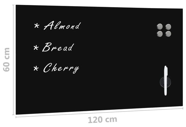 Zidna magnetna ploča od stakla 120 x 60 cm - Crna 120 x 60 cm s dodacima Crna