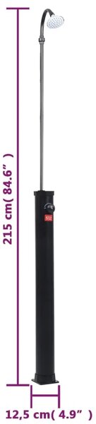 Vrtni solarni tuš crni 215 cm 8 L