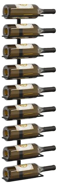 Zidni stalci za vino za 18 boca 2 kom crni željezni - Crna 1 2 9