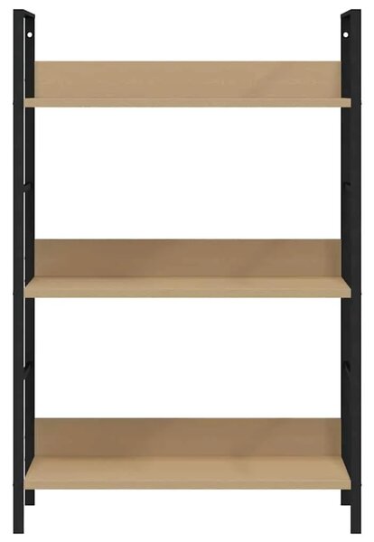 Police za knjige s 3 razine boja hrasta 60x27 6x90 5 cm drvene - boja hrasta i crna 1 90.5 cm Boja hrasta i crna
