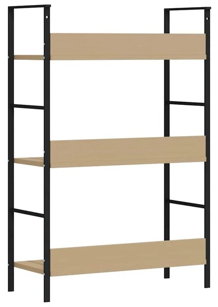 Police za knjige s 3 razine boja hrasta 60x27 6x90 5 cm drvene - boja hrasta i crna 1 90.5 cm Boja hrasta i crna