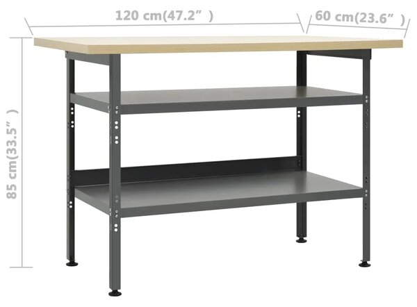 Radni stol sivi 120 x 60 x 85 cm čelični