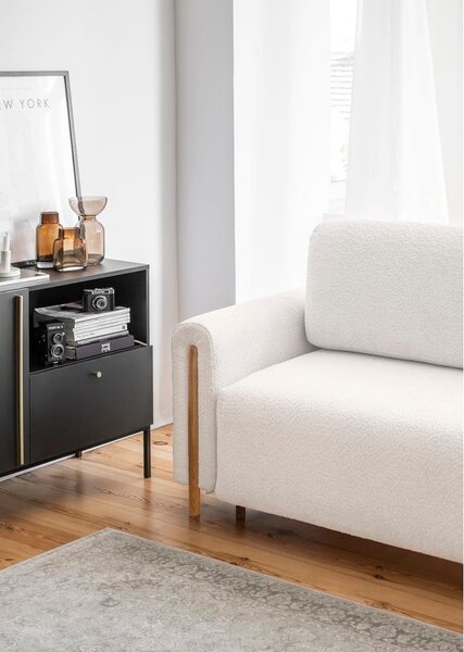 Krem sklopiva/s prostorom za odlaganje sofa od bouclé tkanine 244 cm Arcadova – ELTAP