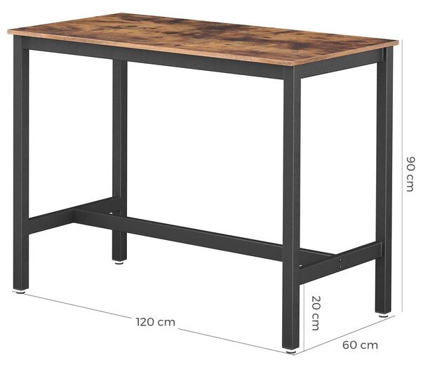 Barski, kuhinjski stol, 120 x 60 x 90 cm, rustično smeđi i crni | VASAGLE