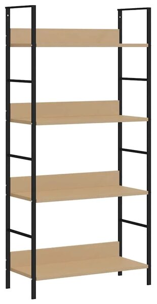 Police za knjige s 4 razine boja hrasta 60x27 6x124 5 cm drvene - boja hrasta i crna 1 124.5 cm Boja hrasta i crna