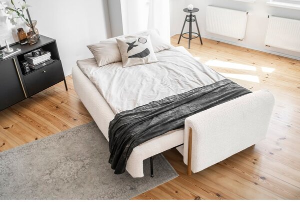 Krem sklopiva/s prostorom za odlaganje sofa od bouclé tkanine 244 cm Arcadova – ELTAP