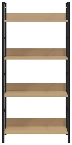 Police za knjige s 4 razine boja hrasta 60x27 6x124 5 cm drvene - boja hrasta i crna 1 124.5 cm Boja hrasta i crna