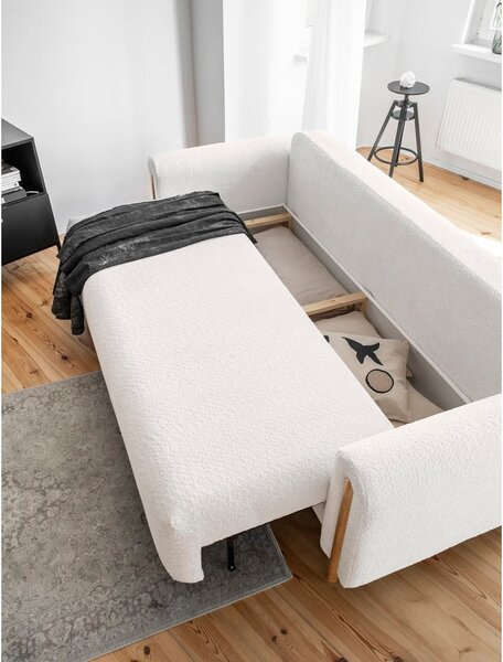 Krem sklopiva/s prostorom za odlaganje sofa od bouclé tkanine 244 cm Arcadova – ELTAP