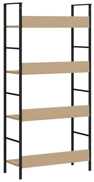 Police za knjige s 4 razine boja hrasta 60x27 6x124 5 cm drvene - boja hrasta i crna 1 124.5 cm Boja hrasta i crna