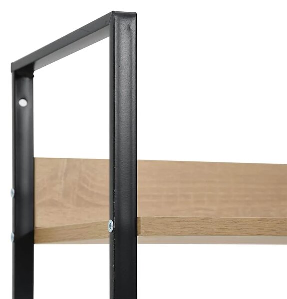 Police za knjige s 4 razine boja hrasta 60x27 6x124 5 cm drvene - boja hrasta i crna 1 124.5 cm Boja hrasta i crna