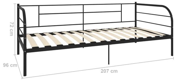 Okvir za dnevni ležaj crni metalni 90 x 200 cm - Crna 90 x 200 cm Crna