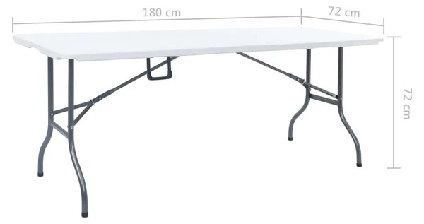 Sklopivi vrtni stol bijeli 180 x 72 x 72 cm HDPE