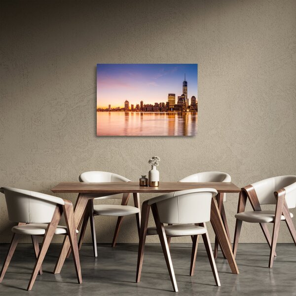 Staklena slika grada pri zalasku sunca (70x50 cm)
