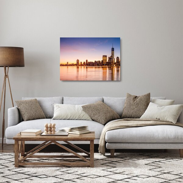 Staklena slika grada pri zalasku sunca (70x50 cm)