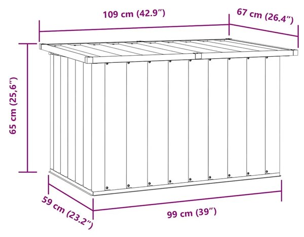 Vrtna kutija za pohranu siva 109 x 67 x 65 cm - Siva 109 x 67 x 65 cm Siva 109 x 67 x 65 cm