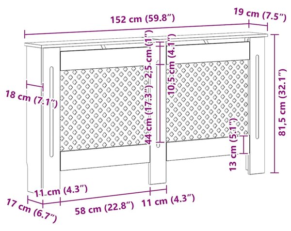 Pokrovi za radijator 2 kom bijeli 152 x 19 x 81 5 cm MDF - Bijela 152 x 19 x 81.5 cm 2 Bijela