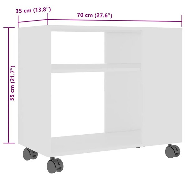 Bočni stolić bijeli 70 x 35 x 60 5 cm od konstruiranog drva - Bijela 1 Bijela