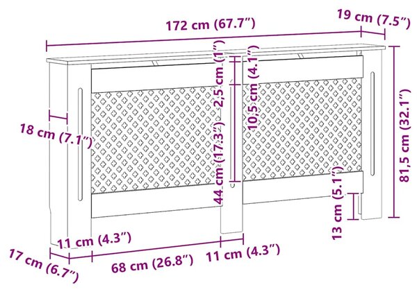 Maska za radijator - Pokrov za radijator 172 x 19 x 81 5 cm MDF - Smeđa 172 x 19 x 81.5 cm 1 Smeđa