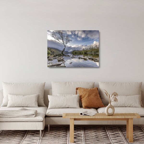 Staklena slika rijeke sa stablom (70x50 cm)